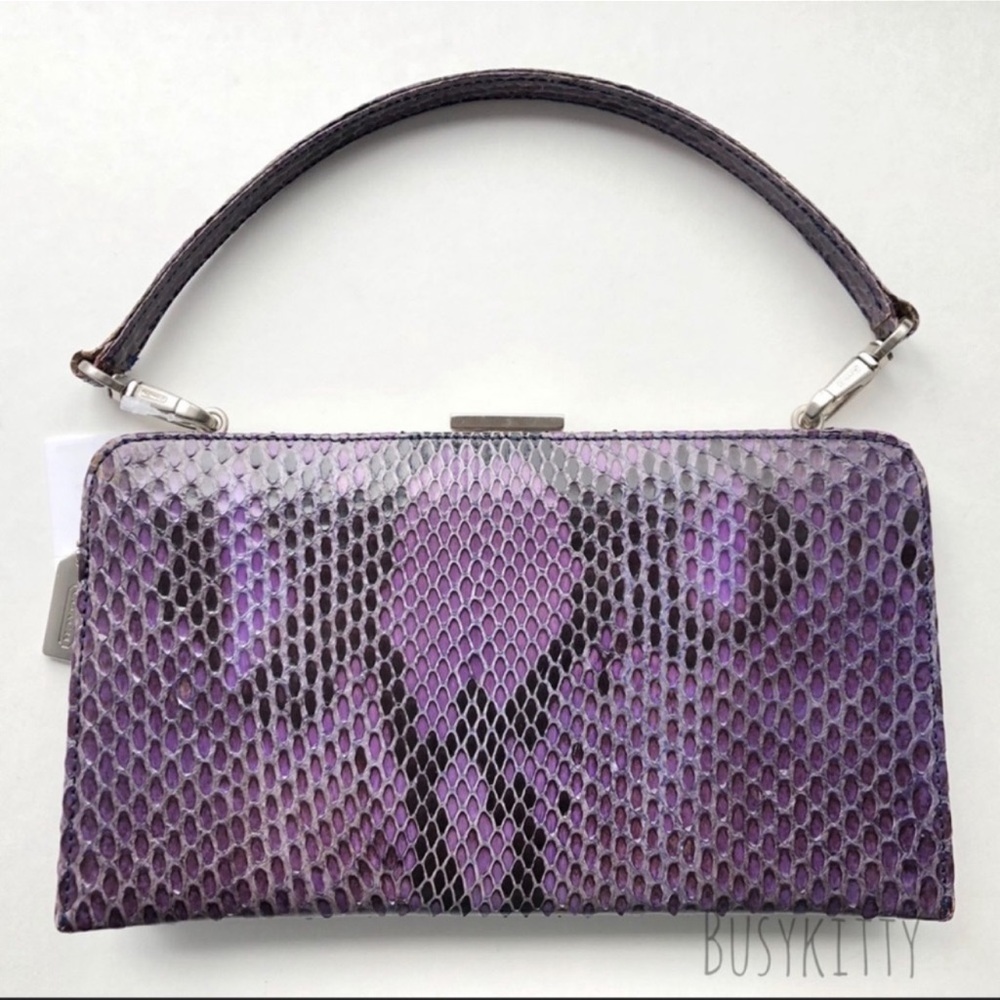 Very Rare NWT Vintage Coach Purple Snakeskin Python Clutch - Style No. 6154